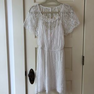 Free People ivory beaded lace mini dress